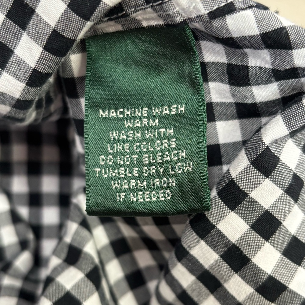 Lauren Ralph Lauren Plus Size 2X Black White Gingham Check Button Down Shirt Top - Picture 7 of 13